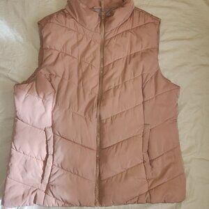 Aeropostale Carnation Pink Quilted Puffer Vest Zip Up Size XL